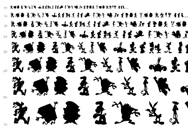 Cartoon Silhouettes font waterfall